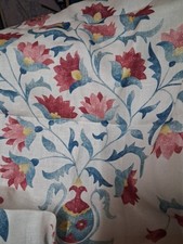 Floral Linen Cream Fabric Pink