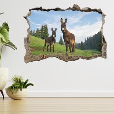 Funny Donkey At Sunset 3d Smashed View Wall Sticker Poster Decal A915