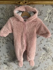 3-6 Months Baby Girl’s Clothes Warm & Cosy Pink Furry Snowsuit By NEXT ???