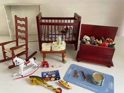 Dolls house wooden nursery - wooden,