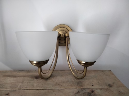 Opaque glass and brass double