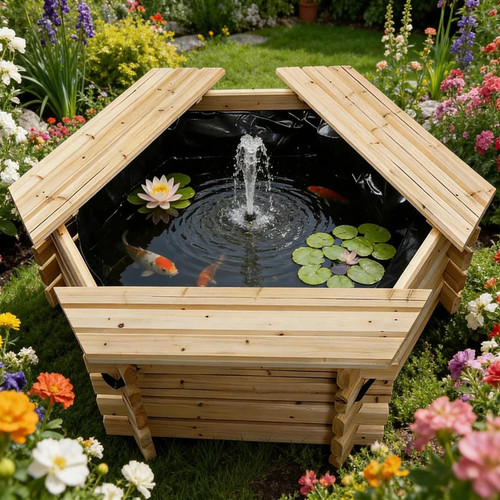 Wooden garden pond pool - wooden,