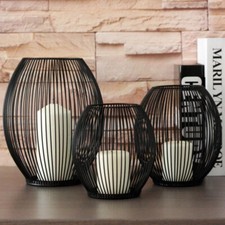 Modern Black Metal Cage Lantern Candle Holder Romantic Home Hotel Wedding Decor
