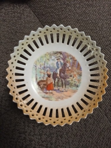 Antique porcelain ribbon plate - porcelain,