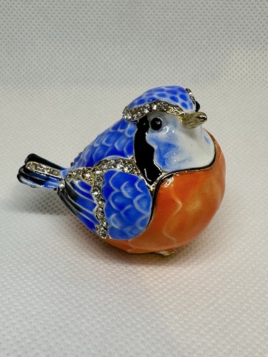 Magpie bird bejewelled hinged - bejewelled,