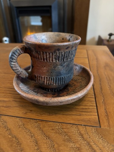 Vintage primitive clay cup - primitive,