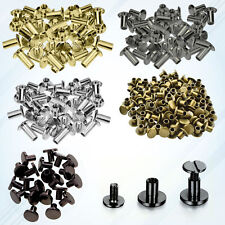 10-50 Sets Chicago Screws Flat Nail Head Stud Rivet Leather Bookbinding Belt Bag