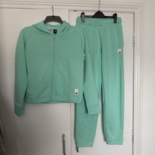 Adidas Girls Two Piece Jogging Suit In Mint Green Age 13-14 Years