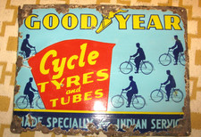 GOODYEAR CYCLE TYRES ENAMEL SIGN. ORIGINAL & RARE