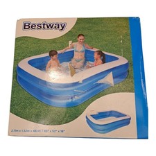 Bestway Inflatable Rectangular Family Pool 2.11m x 1.32m x 46cm – Open Box