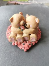 Andrew Brownsword Hallmark Forever Friends Bear Figurine Sitting on Heart Roses