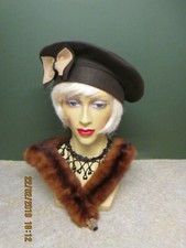 LADIES 1940'S HAT BROWN &