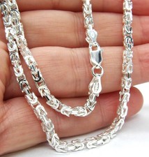 Silver Byzantine chain necklace 3mm square link 18inch 925 sterling silver new