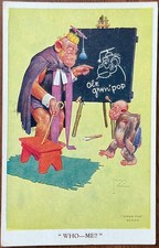 ARTIST SIGNED COMICAL PPC ”WHO—ME” LAWSON WOOD GRAN —POP SERIES MONKEYS