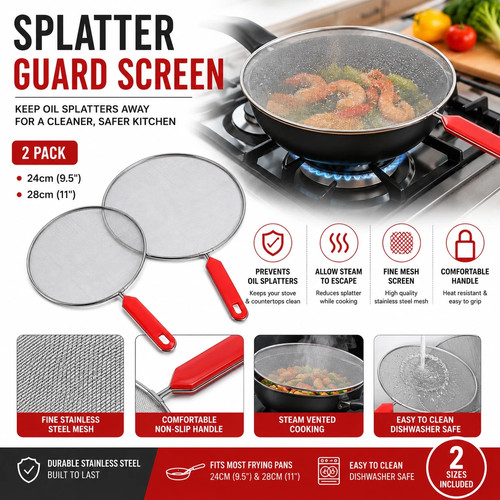 Splatter guard frying pan - 2x,