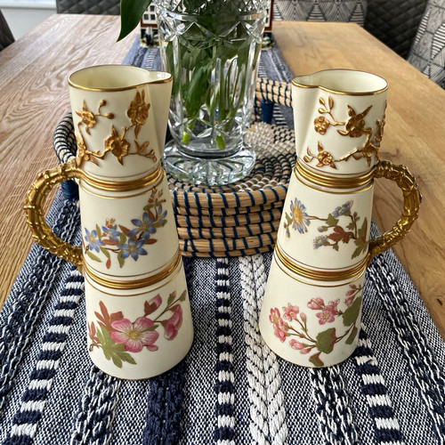 Pair ceramic jugs - ceramic, white