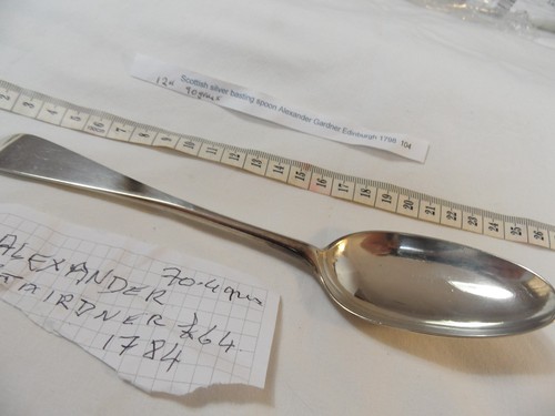 Scottish silver basting spoon - scottish,