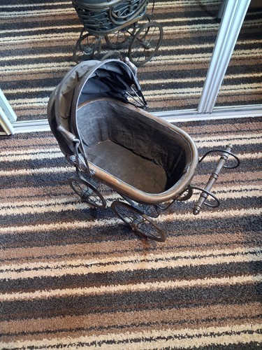 Wicker metal doll pram - wicker,