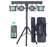 UKING LED DJ Light Bar with Stand 2x Derby and 2x Par Disco Party Effect w/Bags