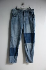Beloved Womens Patchwork Style Mom Jeans Blue - Size 42 14 (m11)