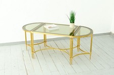 FRENCH MCM 3 BRASS GLASS TABLE
