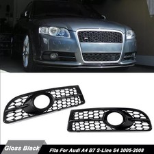 For Audi A4 B7 S-Line S4 2005-2008 Gloss Black Honeycomb Lower Fog Light Grille