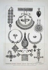 Original Old Antique Print