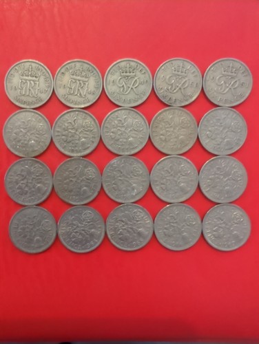 Date run sixpence coins - of,