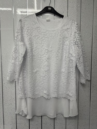 White floral lace layered - lace,