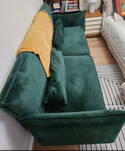 Green velvet sofa - green, 4