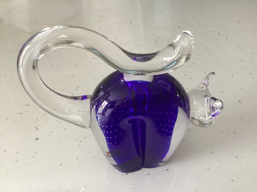 Princ art glass blue cat - blue,