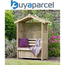 Zest Dorset Arbour Wooden Garden Seat & Storage Box Trellis Sides