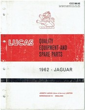 JAGUAR Mk2 , MkX & E-TYPE SERIES 1 ORIG. 1962 LUCAS ELECTRICAL PARTS CATALOGUE