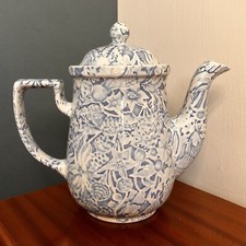 A Burleigh Ware Coffee Pot, China Vintage Pale Blue White Scilla Floral  Vintage