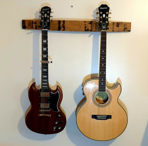 Guitar wall hanger oak - guitar,