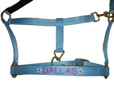 Personalised Embroidered Padded Headcollar with Flower Motifs. All Sizes