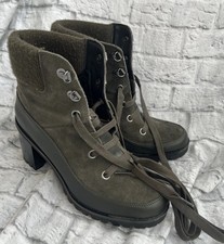 UGG WOMENS REDWOOD WATERPROOF HEELED BOOTS  KHAKI GREEN SUEDE LEATHER UK 6 03/10