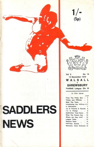 Walsall shrewsbury 1970 71 - v, 1970/71