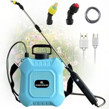 8L Battery Powered Garden Sprayer, 2 Mist Nozzles, USB Rechargeable Wand Strap N