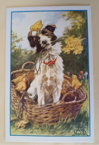 Beautiful dog postcard artist - dog, postcard,