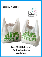 100% Biodegradable Eco Plastic Shopping Vest Carrier Bags Large X Large Reusable