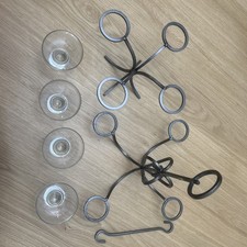 Danish Wrought Iron Candle Holder Bundle 1 Table Top, 1 Chandelier  & 4 Glasses
