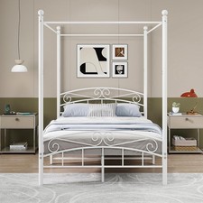 Canopy Bed Frame Platform Bed Frame Double Bed with Headboard and Footboard Hea