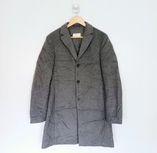Reiss Coat Size Medium Mens Grey Wool Peacoat Overcoat Jacket Collar Mid Length