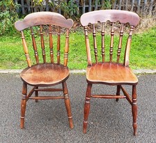 2 ANTIQUE VICTORIAN SPINDLE BACK FARMHOUSE KITCHEN CHAIRS     DELIVERY AVAILABLE