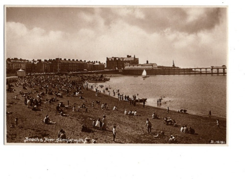 Aberystwyth beach pier 1915 - &,