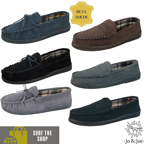 Mens real suede check lined - mens,