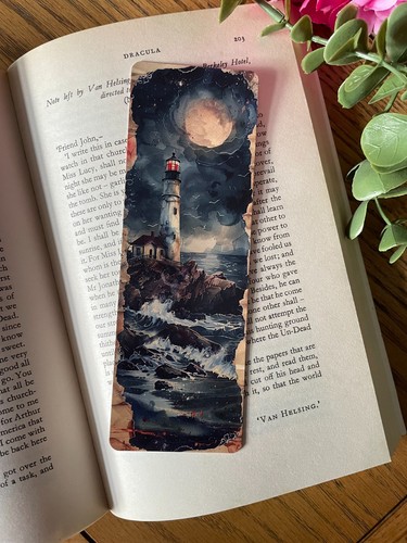 Lighthouse bookmark stormy sea - lighthouse,