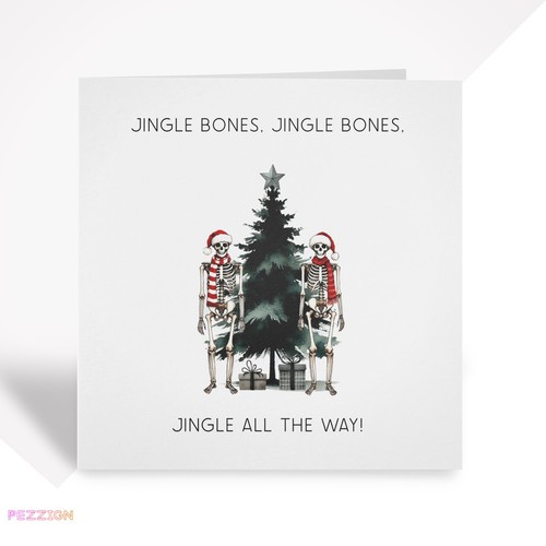 Skeleton christmas card - christmas,