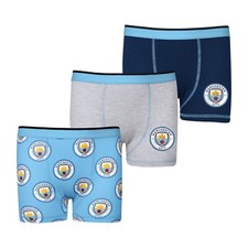 Manchester City FC Boys Boxer Shorts, Boys Man City Boxers Pack of 3 Official